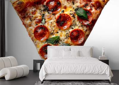 pizza slice isolated on transparent background ,top view triangular pizza slice  Wall mural